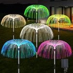 Axafnev Solar Yard Lights Jellyfish Lamps Solar Fiber Optic Lamp Outdoor Waterproof Pathway Lawn 6 Packs 7 Colors for Celebration Christmas Wedding Party Decor