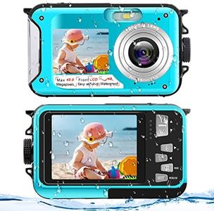 Underwater Camera FHD 2.7K 48 MP Waterproof Digital Camera Selfie Dual Screen Full-Color LCD Displays Waterproof Digital Camera for Snorkeling (806BC)
