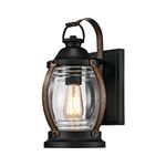 Westinghouse 6335100 Canyon One-Light Outdoor Wall Fixture, Textured Black and Barnwood Finish with Clear Glass