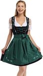 GloryStar Women's Oktoberfest German Dirndl Dress 2 Pieces Beer Girl Costume S, 2 Pieces- Green, Small