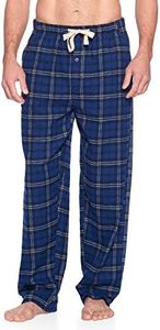 Ashford & Brooks Mens Super Soft Flannel Plaid Pajama Sleep Pants - Navy Black White - Large