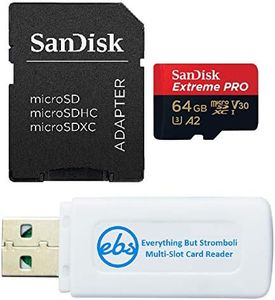 SanDisk 64GB Extreme Pro Micro SD Card for Samsung Phone Works with Galaxy Note 20 Ultra 5G, Note20 Ultra, Note 10+, Note10 Plus 5G Class 10 Bundle with (1) Everything But Stromboli Memory Card Reader