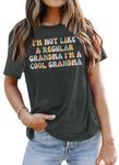 Gwynnef Grandma Shirt Women I'm Not Like A Regular Grandma I'm A Cool Grandma Shirt Funny Gigi Shirts Cute Grandmother Tee Top, Grey, Small