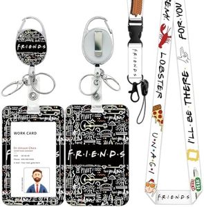 ID Badge Holder with Lanyard and Retractable Badge Reel Clip, Vertical ID Card Protector with Breakaway Lanyard, Funny Friends Gifts for Coworkers, Friends, Students (Style - D)