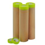 Pre-Taped Masking Paper for Painting-24inchx50feet Tape and Drape Painters Paper, Automotive Paint Masking Paper，for Covering Skirting, Frames, Cars and Auto Body (Masking Paper ：3rolls,Tape:2rolls)