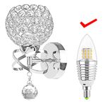 Wall Sconces Crystal Wall Lights Sunsbell Silver Wall Decor, Crystal Decor Wall Lamp, Lighting Polished Chrome Finish Wall Light Fixtures for Living Room Decor Bathroom Hallway