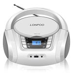 CD Player Portable Boombox, Portable Kids CD Player with Bluetooth Speakers丨Portable FM Radio Disc Player Boom Box with Aux Line in, Headphone Jack and USB Input