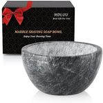 MDLUU Marble Shaving Soap Bowl, 4.7" Shaving Soap and Cream Bowl, Natural Marble Stone Bowl, Keep Lather Warm for Man's Wet Shave (Black)