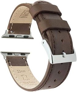 BARTON WATCH BANDS - Saddle Brown Leather & Stitching Top Grain Leather Watch Bands Compatible with Apple Watch Models - 1, 2, 3, 4, 5, 6, 7, 8, 9, 10, SE, Ultra & Ultra 2 - (38mm/40mm/41mm)