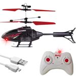 KIDZYMON® Remote Control Charging Battery Helicopter, Gravity Flying, 3D Light, Safety Sensor, Indoor and Outdoor Flying, Charging Cable, Remote Battery not Included, Pack of 1 (Style 5 Blk Red)