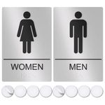 ASSURED SIGNS Washroom Sign, Bathroom Signs For Business - Ideal Restroom Sign For Men and Women - 9" by 6" - ADA Compliant with Braille - Strong Double-Sided Adhesives - Apply to Office, Home or Public Door / Wall