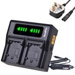 DuraPro NP-FV100 Rapid LCD Dual Battery Charger for SONY NP-FV100 NP-FV70 FV50 FV30; NP-FH100 NP-FH70 NP-FH50; NP-FP90 NP-FP50 Camcorder Batteries