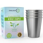 Stainless Steel Cups for Kids and Adult 12 oz – Metal Kids Cups Stackable for Home & Outdoor Activities, BPA Free Healthy Unbreakable Premium Metal Drinking Pint Glasses (4-Pack)