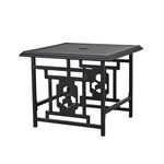 LOKATSE HOME Patio Side Bistro Table Stand with with Umbrella Hole Base Outdoor Garden Pool, 21.8(L) x 21.8(W) x 18.5(H) inch, Black