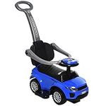 Aosom 2 in 1 Kid Ride on Push Car Stroller Sliding Ride on Car with Horn Music Light Function Secure Bar Ride on Toy for Boy Girl Toddlers 1-3 Years Old Blue