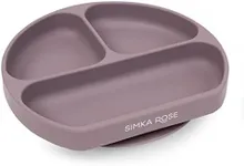 Simka Rose Baby Suction Plates for Baby & Toddler Plates Silicone Plate Baby Baby Dishes- BPA Free Silicone Divided Design Microwave & Dishwasher Safe - Baby Led Weaning Supplies Utensils (Pack of 1)