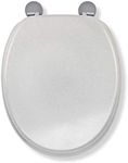 Croydex Flexi-Fix White Quartz Toilet Seat, Flexi-Fix Always Fits Never Slips Technology, Fits 110-200mm, Rust & Stain Free Chrome Hinge Covers, All Fittings Included No Tools Required 44.5x38x6cm