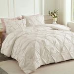 Andency Beige Comforter Set Twin(66x90Inch), 2 Pieces Comforter for Girls Kids, Soft Microfiber Pinch Pleat Comforter Set, All Season Lightweight Bedding Set