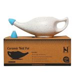 HealthGoodsIn - Ceramic Neti Pot for Nasal Rinsing/Cleansing Ivory | Natural Treatment for Sinus, Infection and Congestion | Ceramic Neti Pot with 5 Sachets of Neti Salt Instructions Leaflet