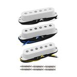 FLEOR Single Coil Pickup Alnico 5 Strat Pickups Guitar Neck/Middle/Bridge Pickups Staggered for Squier Stratocaster Pickups Replacement, White