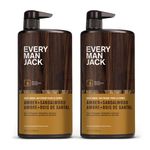 Every Man Jack Nourishing Amber + Sandalwood Mens Body Wash for All Skin Types - Cleanse, Nourish, and Hydrate Skin with Naturally Derived Coconut, Glycerin - 1000 mL - 2 Bottle