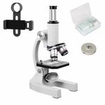 Microscope-200-4000X Magnification,Biological Educational Microscope for Students and Adults,with Phone Clip,Biological Specimen and Fill Light,Metal material(white)