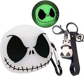 for Airpods Case Cover with Keychain, Luminous Skull Compatible with Airpods 1/2 Cases, Absorb Any Light Source and Shine in The Dark, Soft Silicone Cute Funny Anime Case for Airpods