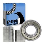 PGN (10 Pack) 6205-ZZ Bearing - Lubricated Chrome Steel Sealed Ball Bearing - 25x52x15mm Bearings with Metal Shield & High RPM Support