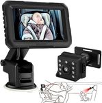 Baby Car Mirror for Back Seat, Welltop 5''/4.3'' HD 1080P Car Seat Mirror Baby Car Camera 360° Night Vision Shockproof Baby Rear View Mirror for Kids Essential Car Accessories for New Parents… (4.3in)