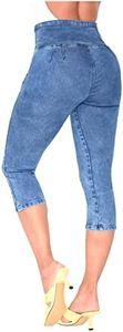 LOWLA Colombian High Waisted Butt Lifting Capri Jeans for Women Pantalones Altos Cintura Alta Colombianos Levanta Cola Blue 2