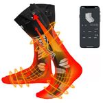 KEMIMOTO Wool Heated Socks for Women APP Control, Bas Chauffant Pour Femme with Toes Heat Zone, Machine Washable Foot Warmer with 5000mAh Battery for Winter Skiing Hunting Camping Hiking (Small)