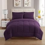 Sweet Home Collection 5 Piece Comforter Set Bag Solid Color All Season Soft Down Alternative Blanket & Luxurious Microfiber Bed Sheets, Purple, Twin XL