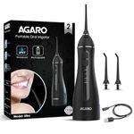 AGARO Ultra Dental Flosser for teeth,Portable,Cordless, Rechargeable,4 Cleaning Modes, IPX7 Waterproof,200ml Water tank,Flossing at Home & Travel,Oral Flosser,Oral Irrigator, Black