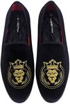 ELANROMAN Luxury Loafers for Men Vintage Velvet Bv Embroidery Noble Loafer Shoes Slip-on Loafer Smoking Slipper Loafers Black US 12 EUR 46 Feet Lenght 305mm