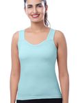 Brida Women's Cotton Wide Strap Slips Camisole - Comfortable Everyday Wear, Nightwear, and Salwar & Churidar Petticoat - Combo Pack - Bodyshape(Mid Sky Blue,L)