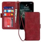 ELTEKER Phone Case for iPhone 11 Pro Max Wallet Case,[RFID Blocking] Premium Leather Credit Card Holder Magnetic Flip Kickstand Wallet Case for iPhone 11 Pro Max -Red