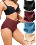 LEVAO Women Tummy Control Underwear, High Waisted Seamless Panties No Show Postpartum Briefs 4 Pack S-XXL