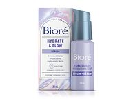 Biore Hydrate & Glow Serum, Face Serum for Dry, Sensitive Skin, infused with Prebiotics, Hyaluronic Acid and Coconut Water |Dermatologist Tested, Cruelty Free and Fragrance Free (29mL), White