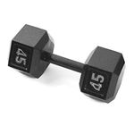 CAP Barbell Cast Iron Hex Dumbbell, Black, Single, 45 lb