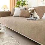 Gluhbirnen Herringbone Chenille Fabric Furniture Protector Sofa Cover, Universal Non-Slip L Shape Couch Cover, Funny Sofa Cover, Protector Couch Cover, Sofa Cover for Dogs, Brown, 70 * 210CM