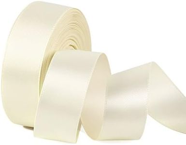 Double Face Satin Ribbon 1" Wide x 20 Yards for Party Wedding Home Decoration Handmade Craft (810 Ivory)
