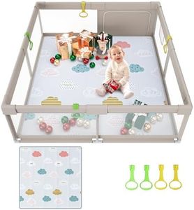 Uanlauo 150x150cm Laufstall Baby mit Spielmatte,Laufgitter Baby,XXL Kinder Laufgitter,Innen&Außen Baby Laufstall mit Reißverschlusstür,Baby-Aktivitätsbereich mit 4 Ziehringen