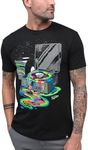 INTO THE AM Galactic Grooves Men's Tee - Nature Themed Graphic T-Shirts (Black, XX-Large)