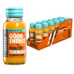 UNROOTED Punchy Turmeric Shots Multipack - Immune System and Natural Energy Booster - 12 x 60ml Bottles - Turmeric, Ginger, Orange, Carrot & Baobab