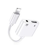 Headphone Adapter for iPhone [Apple MFi Certified] 2 in 1 Lightning to 3.5 mm Headphone Jack Aux Audio and Charger Cable Splitter Adapter Dongle Compatible with iPhone 14/13/12/11/XS/XR/X/8/8 Plus/7