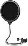 FIFINE Microphone Pop Filter for Boom Arm or Desktop Stand, Mic Shield with Dual Layers, Gooseneck Clip, Fit for Streaming, Podcasting, Voice-Over, Singing for Home Recording Studio