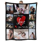 Custom Blanket With Pictures Texts-Personalised Photo Blanket Flannel Personalized Throw Blanket With Your Own Pictures Custom Blanket with Photo Collages For Family Birthday Christmas Gift-10pictures