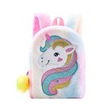 Hifot Mini Color Unicorn Backpack for Kids, School Bags for Nursery Toddler Bookbags Plush Soft Backpack Unicorns Gifts for Little Girls