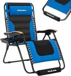 UDPATIO Zero Gravity Chair 30In XL Oversized Outdoor Anti Gravity Chairs Patio Lounge Folding Adjustable Chair with Cup Holder, Foot Pad & Padded Headrest, Support 500lbs (Blue)