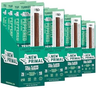 New Primal Lightly Peppered Turkey Sticks, Keto, Gluten Free Healthy Snacks, Sugar Free Low Carb High Protein, Jerky Meat Stick, 7g Protein, 80 Ct